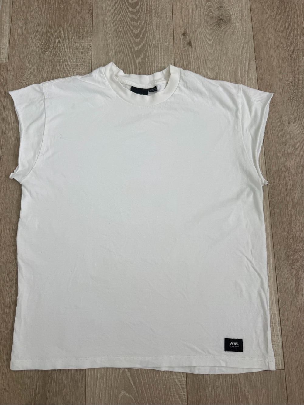 Vans White Short Sleeve Muscle Tee with Subtle Logo
